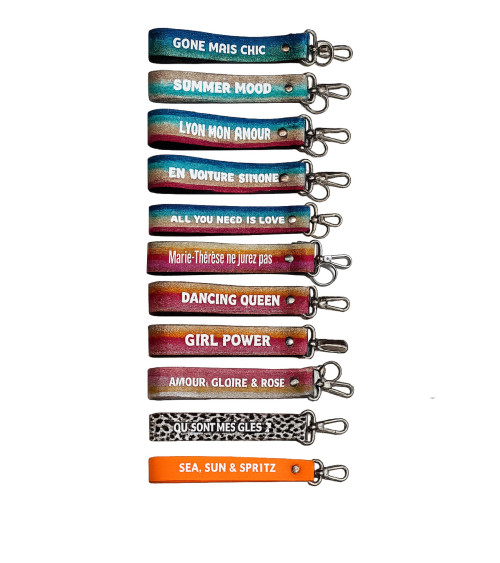 Collection de porte-clés sangle fabriqués en France avec messages originaux