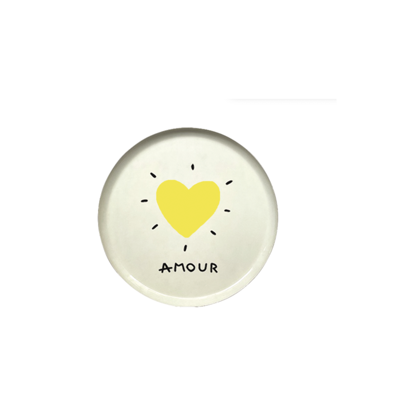 Plateau décoratif cœur jaune Amour en métal