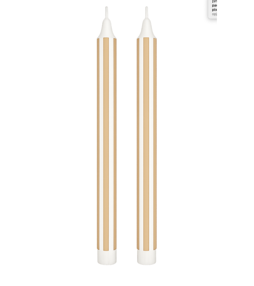 Bougies décoratives rayées beige sable lot de 2