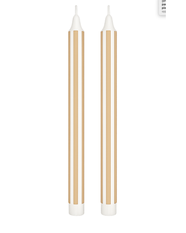 Bougies décoratives rayées beige sable lot de 2