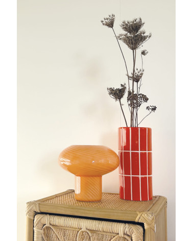 Vase céramique effet carrelage kaki design moderne