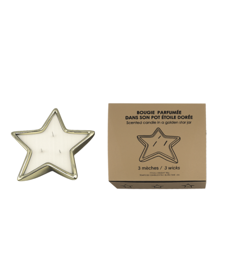 Bougie parfumée étoile dorée 3 mèches parfum figue