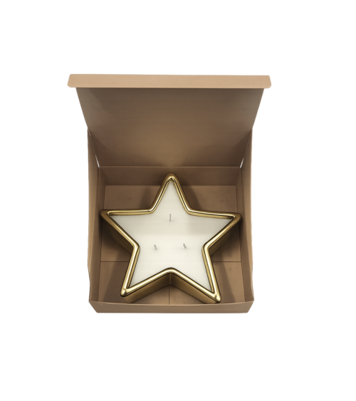 Bougie parfumée étoile dorée avec coffret cadeau parfum figue