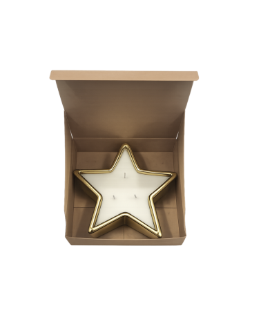 Bougie parfumée étoile dorée 3 mèches – Bougie décorative parfum figue