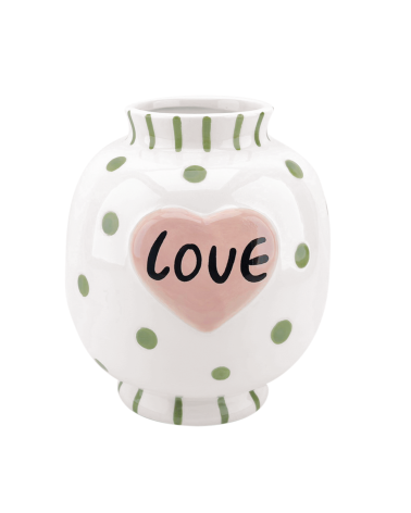 Vase cœur Love en faïence – Vase décoratif romantique et poétique