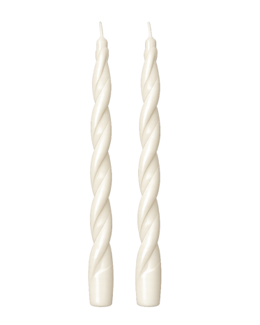 Bougies torsadées ivoire en cire naturelle – lot de 2 chandelles décoratives 30 cm