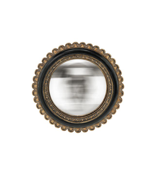 Miroir convexe fleur noir et doré décoration murale vintage