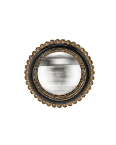 Miroir convexe fleur noir et doré décoration murale vintage