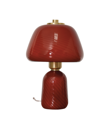Lampe à poser en verre bleu spiralé avec détails dorés design contemporain