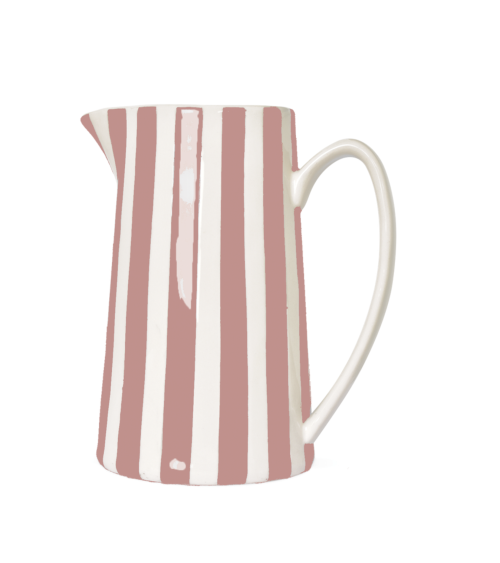 Pichet en céramique rayé rose décoratif