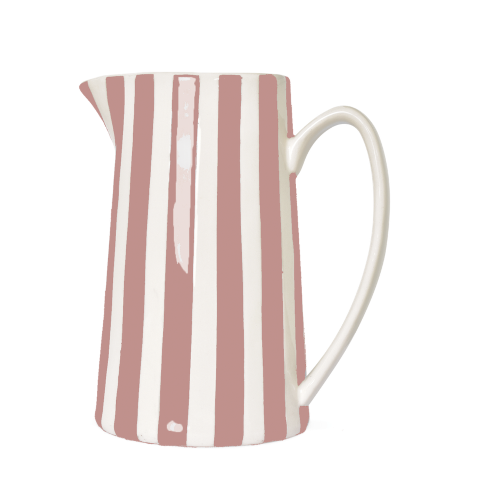 Pichet en céramique rayé rose décoratif