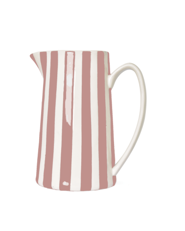Pichet en céramique rayé rose décoratif