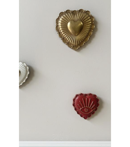 Ex-voto cœur doré décoration murale cœur sacré