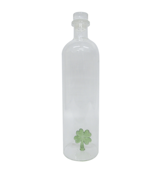 Bouteille décorative en verre borosilicate avec symbole porte-bonheur