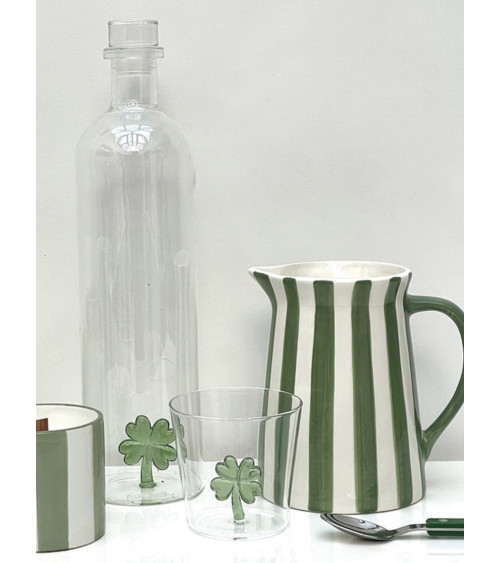 Bouteille décorative en verre avec trèfle porte-bonheur