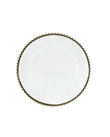 Dessous d'assiette perlé transparent doré Ø33 cm