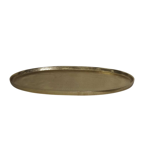 Grand plateau ovale en métal doré 57 cm