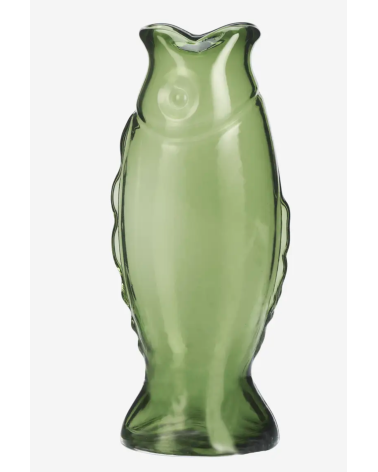 Vase poisson décoratif en verre vert