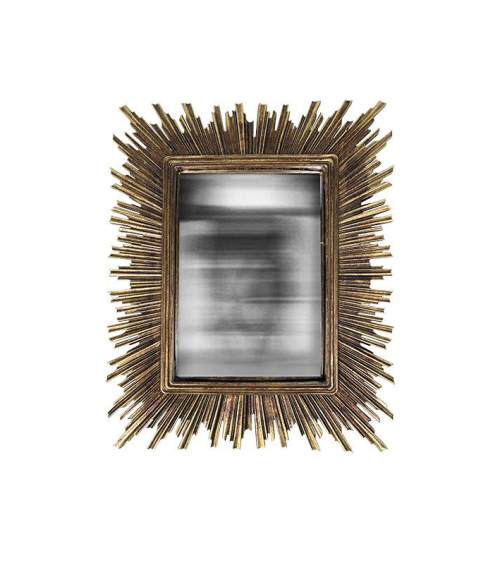 Miroir convexe soleil rectangulaire doré décoration murale