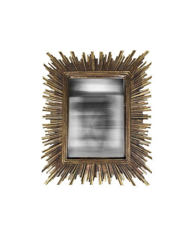 Miroir convexe soleil rectangulaire doré décoration murale