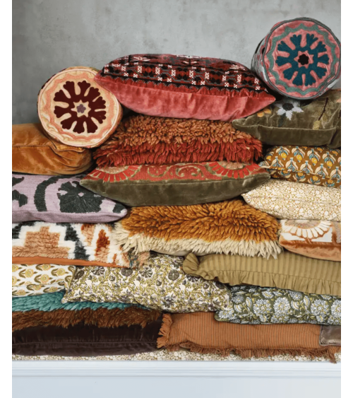 Housse de coussin en velours brodé Suzani avec coussins bohèmes