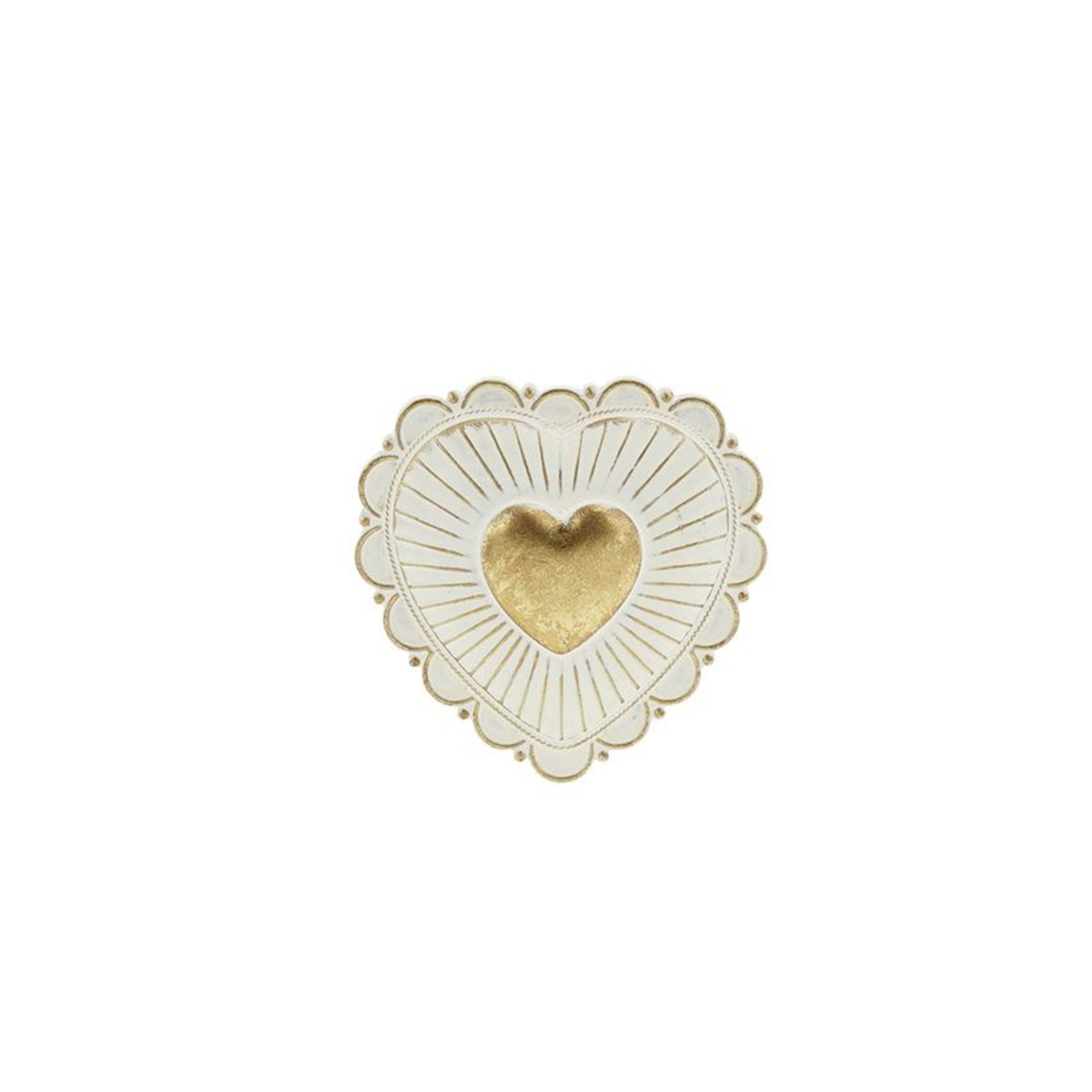 Ex-voto cœur blanc et doré décoration murale rayonnante