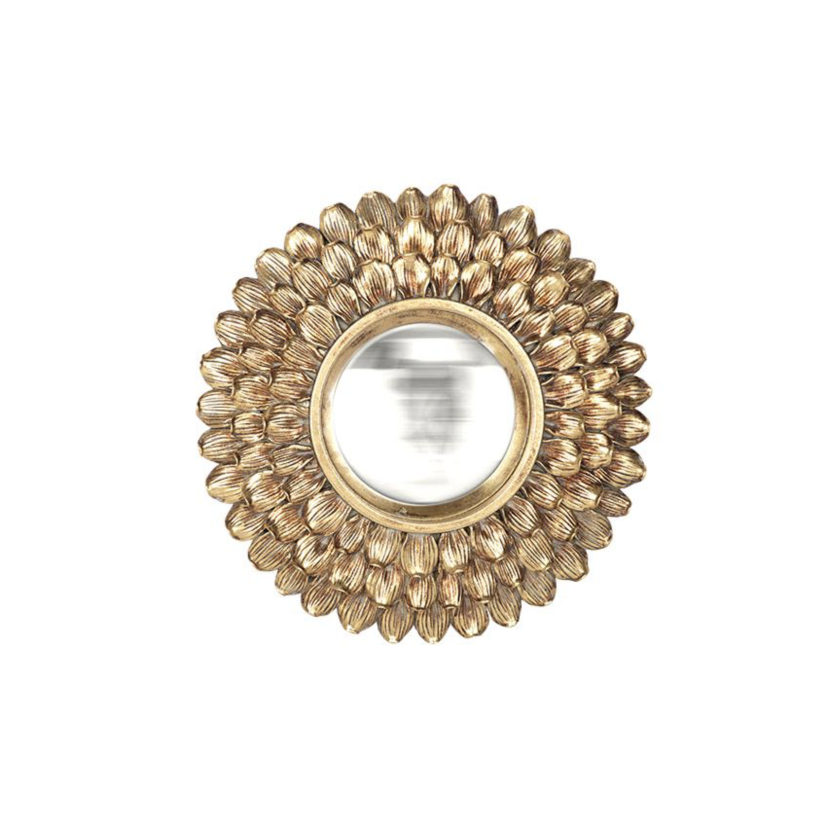 Miroir convexe doré fleur à pétales sculptés
