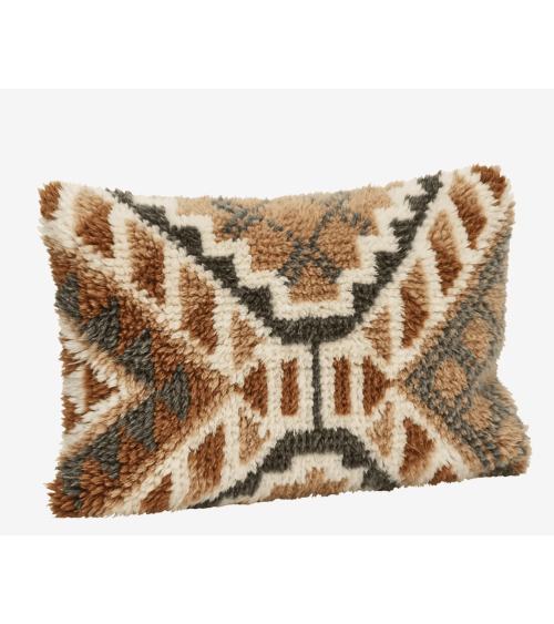 Housse de coussin en laine tissée main motif kilim