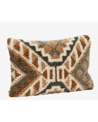 Housse de coussin en laine tissée main motif kilim