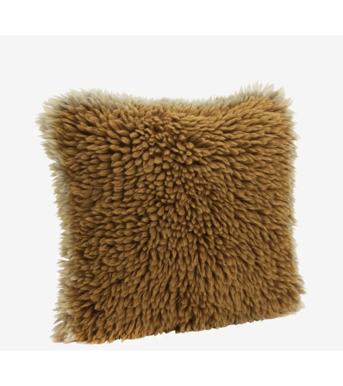 Housse de coussin en laine moutarde tissée main 40x40 cm