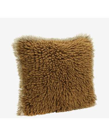Housse de coussin en laine moutarde tissée main 40x40 cm