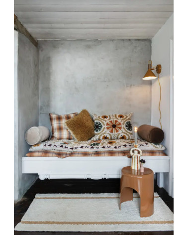 Housse de coussin en laine tissée main moutarde