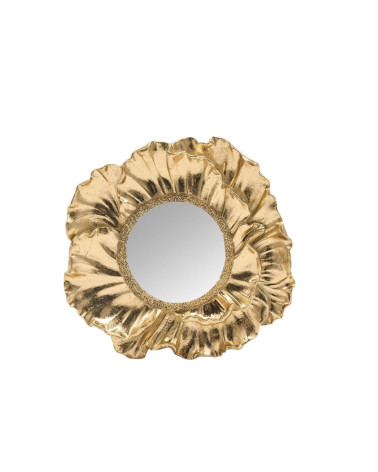 Petit miroir anémone doré 17 cm aux pétales sculptés