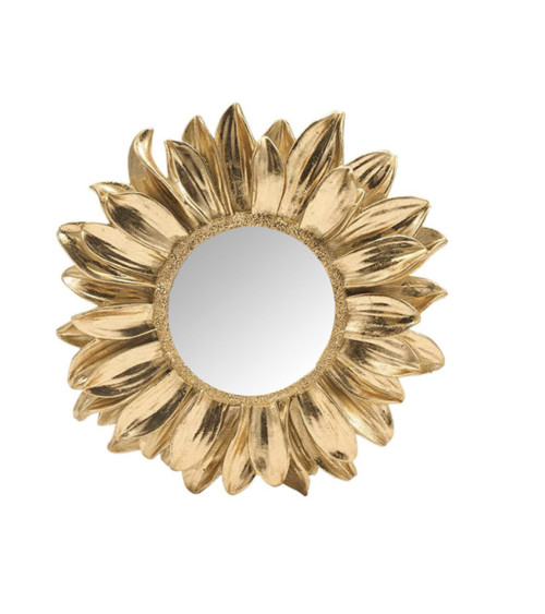Miroir marguerite doré 17,5 cm à pétales sculptés