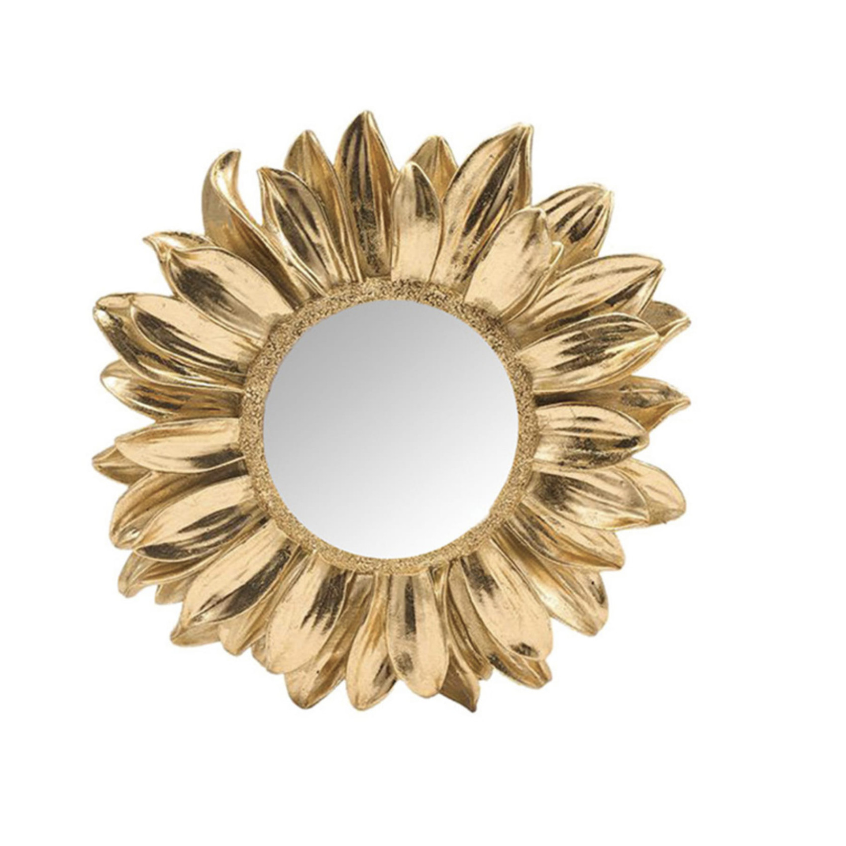 Miroir marguerite doré 17,5 cm à pétales sculptés