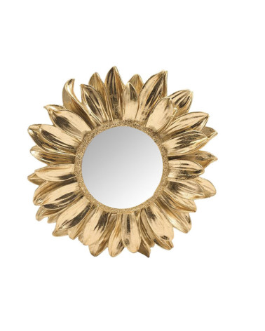 Miroir marguerite doré 17,5 cm à pétales sculptés