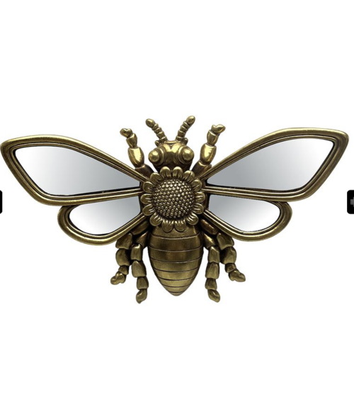 Abeille miroir murale dorée 24 × 15 cm