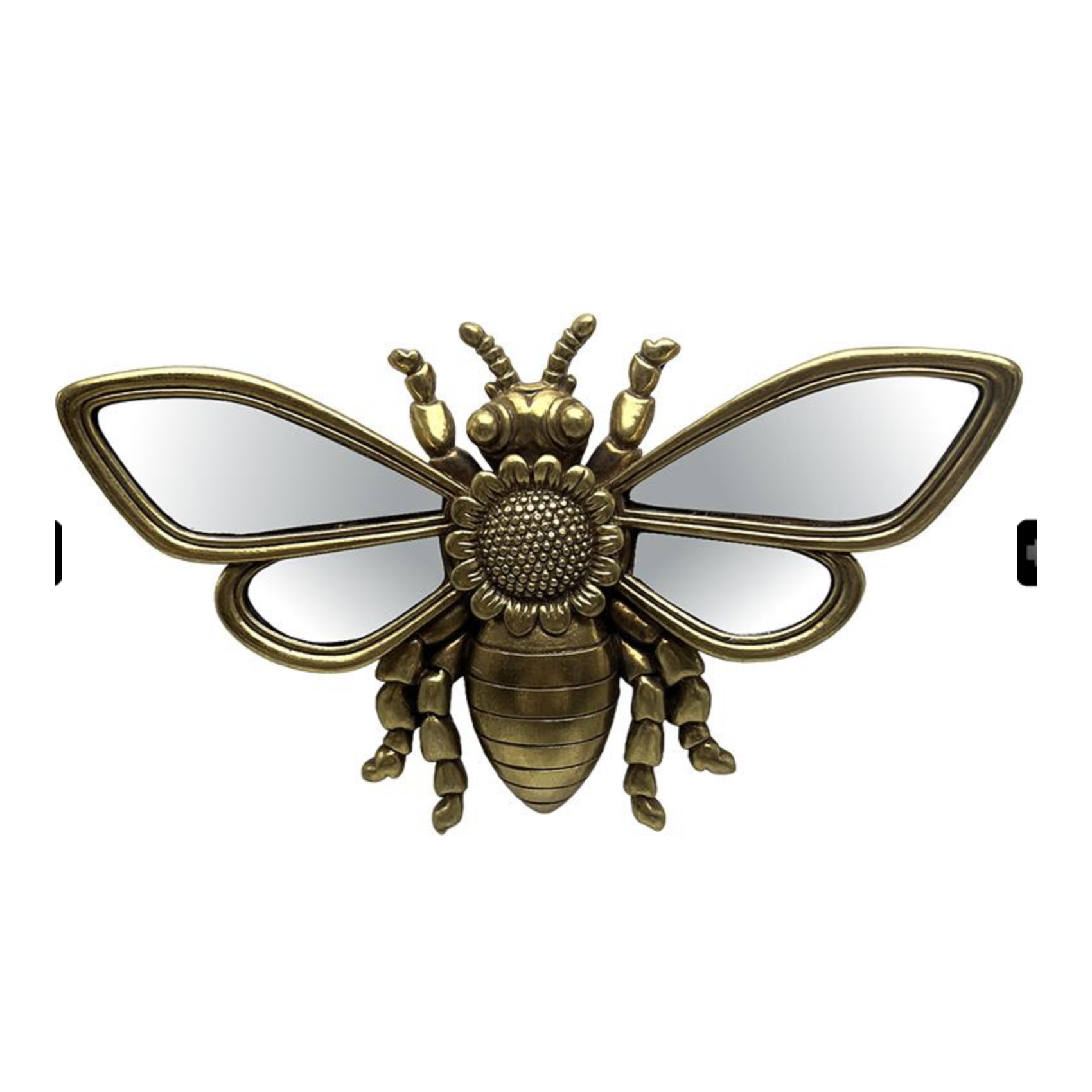 Abeille miroir murale dorée 24 × 15 cm