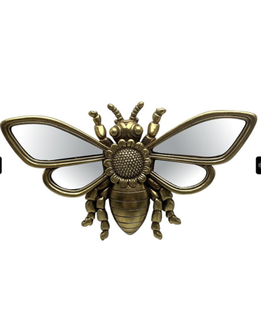 Abeille miroir murale dorée 24 × 15 cm