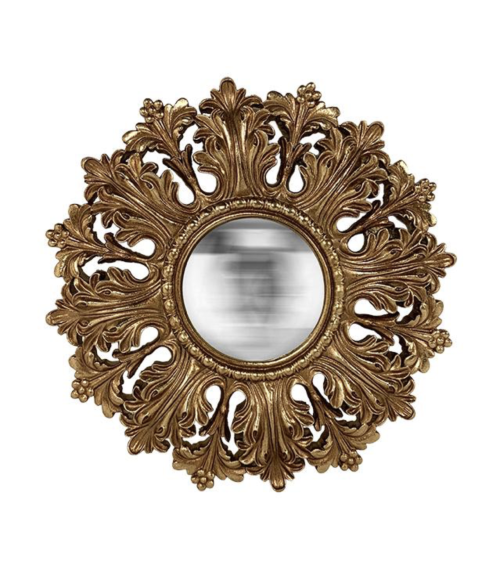 Miroir convexe doré à volutes 19,7 cm