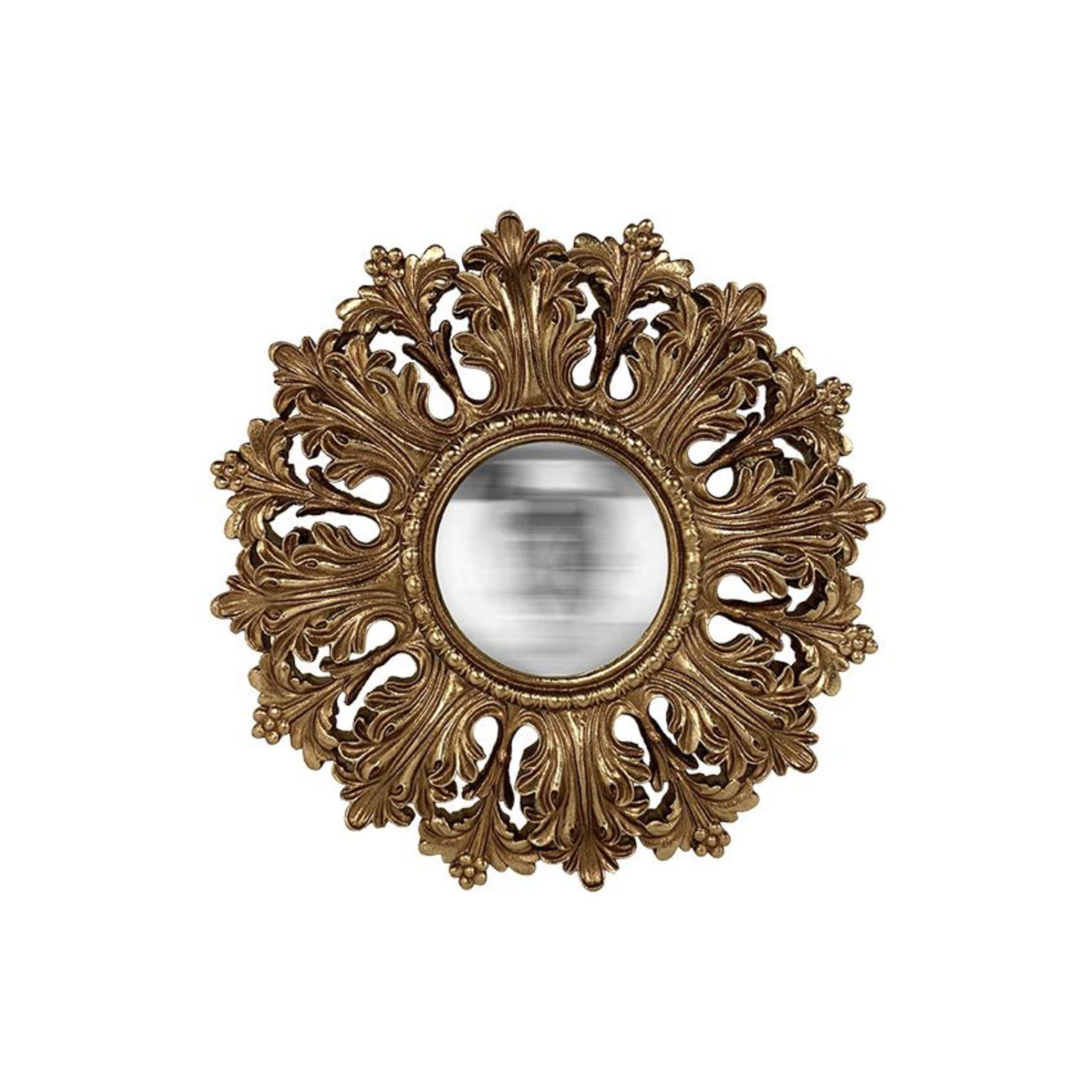 Miroir convexe doré à volutes 19,7 cm