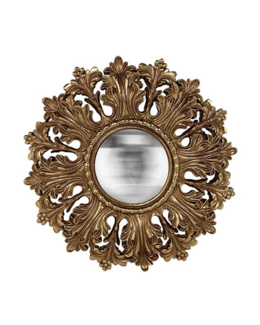 Miroir convexe doré à volutes – 19,7 cm