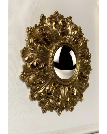 Miroir convexe doré à volutes – 19,7 cm