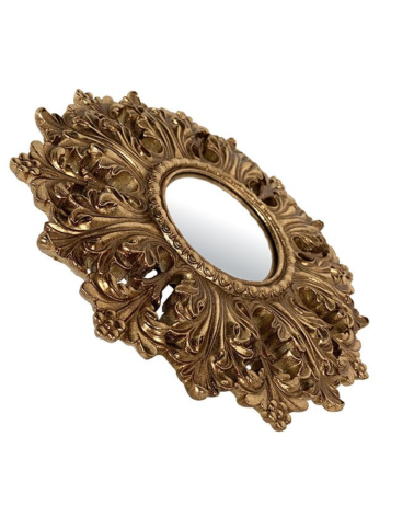 Miroir convexe doré à volutes – 19,7 cm