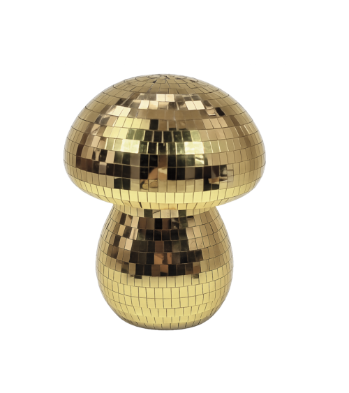 Champignon disco doré lumineux LED à facettes miroir 15,5 cm