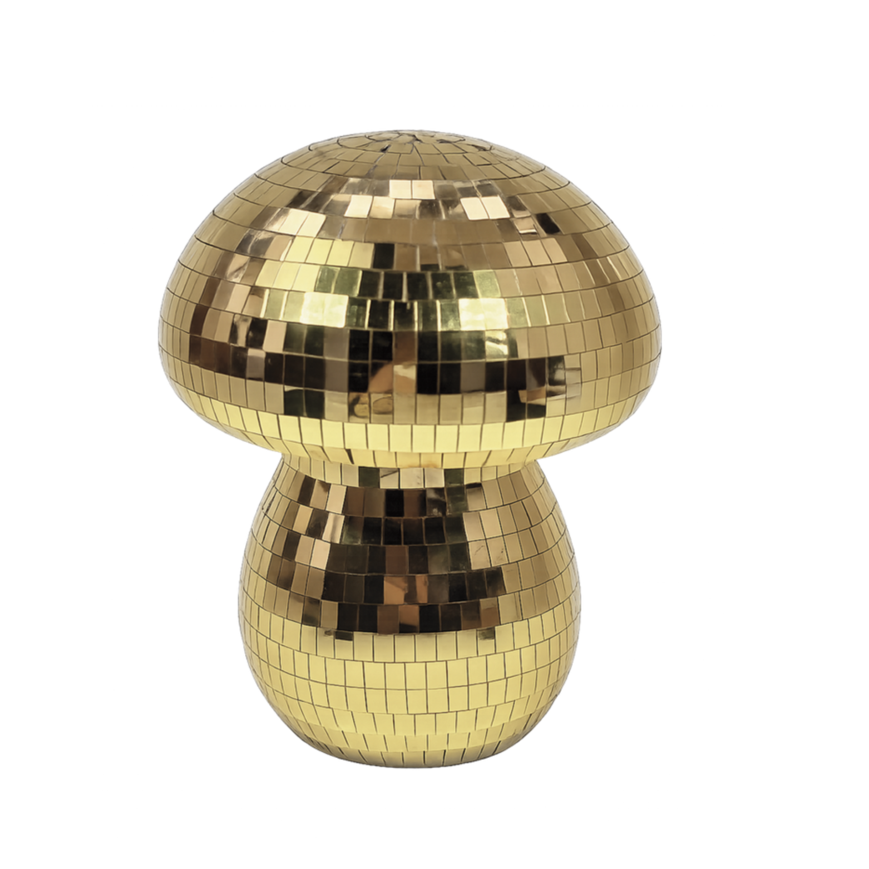 Champignon disco doré lumineux LED à facettes miroir 15,5 cm