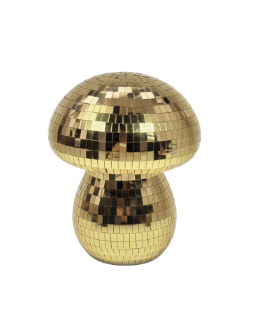 Champignon disco doré lumineux LED à facettes miroir 15,5 cm