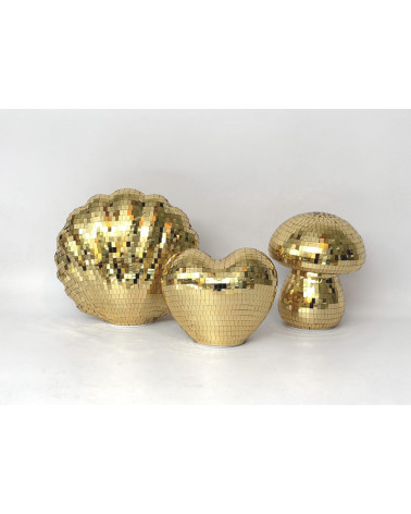 Champignon disco doré lumineux LED – 15,5 cm