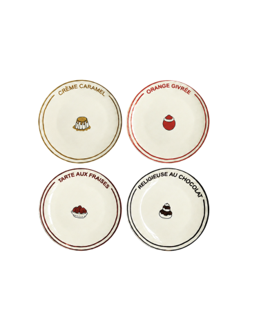 Set de 4 assiettes dessert esprit bistrot parisien en porcelaine