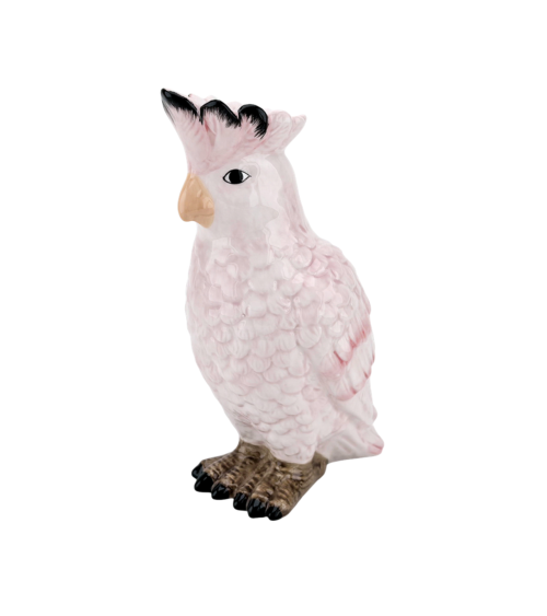Vase cacatoès en céramique rose décoration animalière